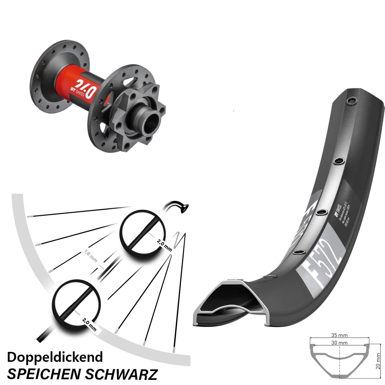 Vorderrad 6-Loch 650B DT Swiss F572-240 15x110 Boost