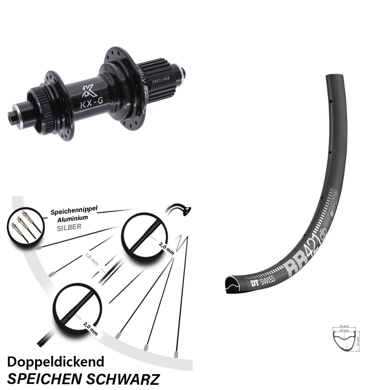 Centerlock Hinterrad für Schnellspanner 28 Zoll DT Swiss RR421 KX-G Micro Spline