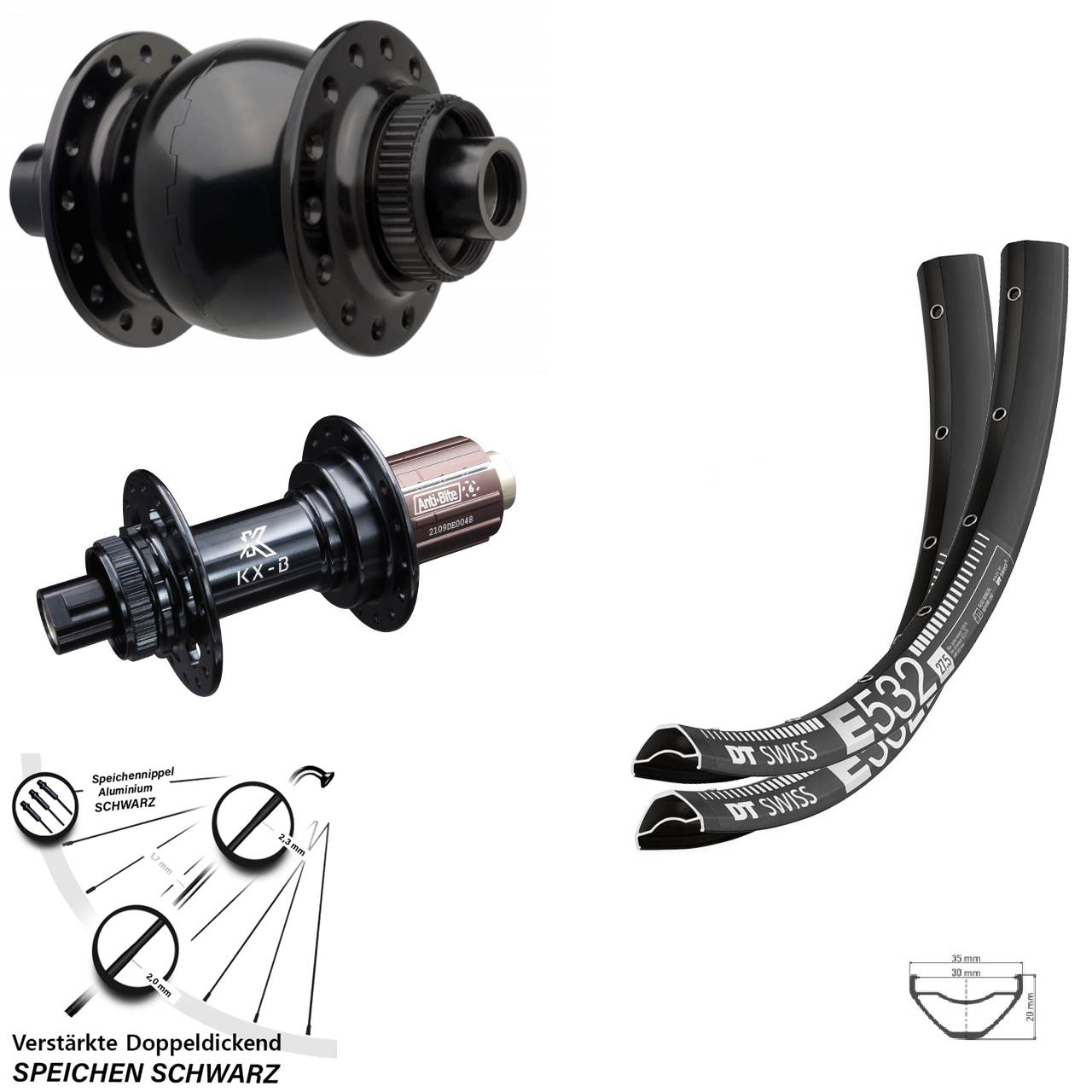 Boost Centerlock Laufradsatz 15x110 12x148 29 Zoll DT Swiss E532 KX-B SON 28 8-12 fach