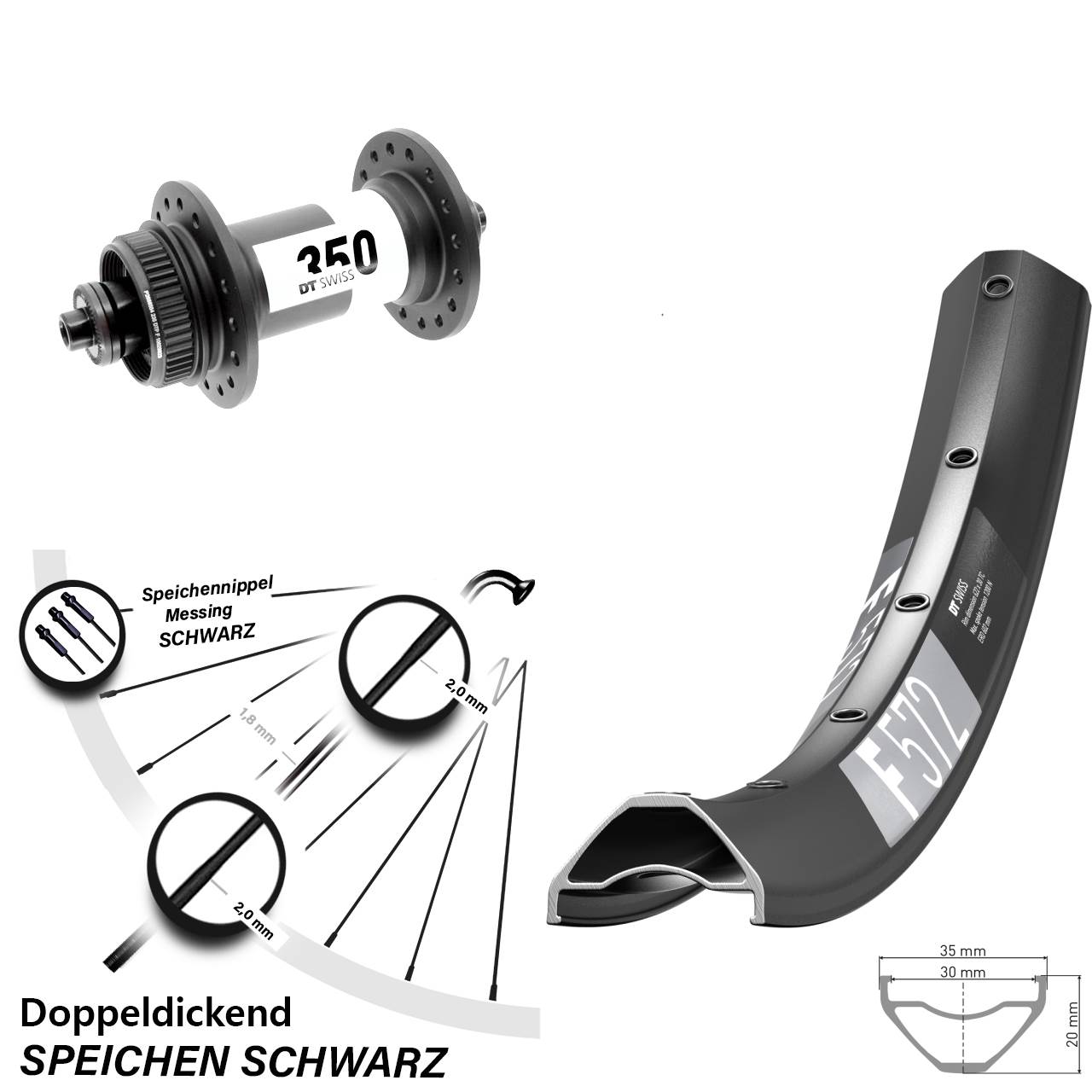 Vorderrad 27,5 Zoll DT Swiss F 572-350 Centerlock QR