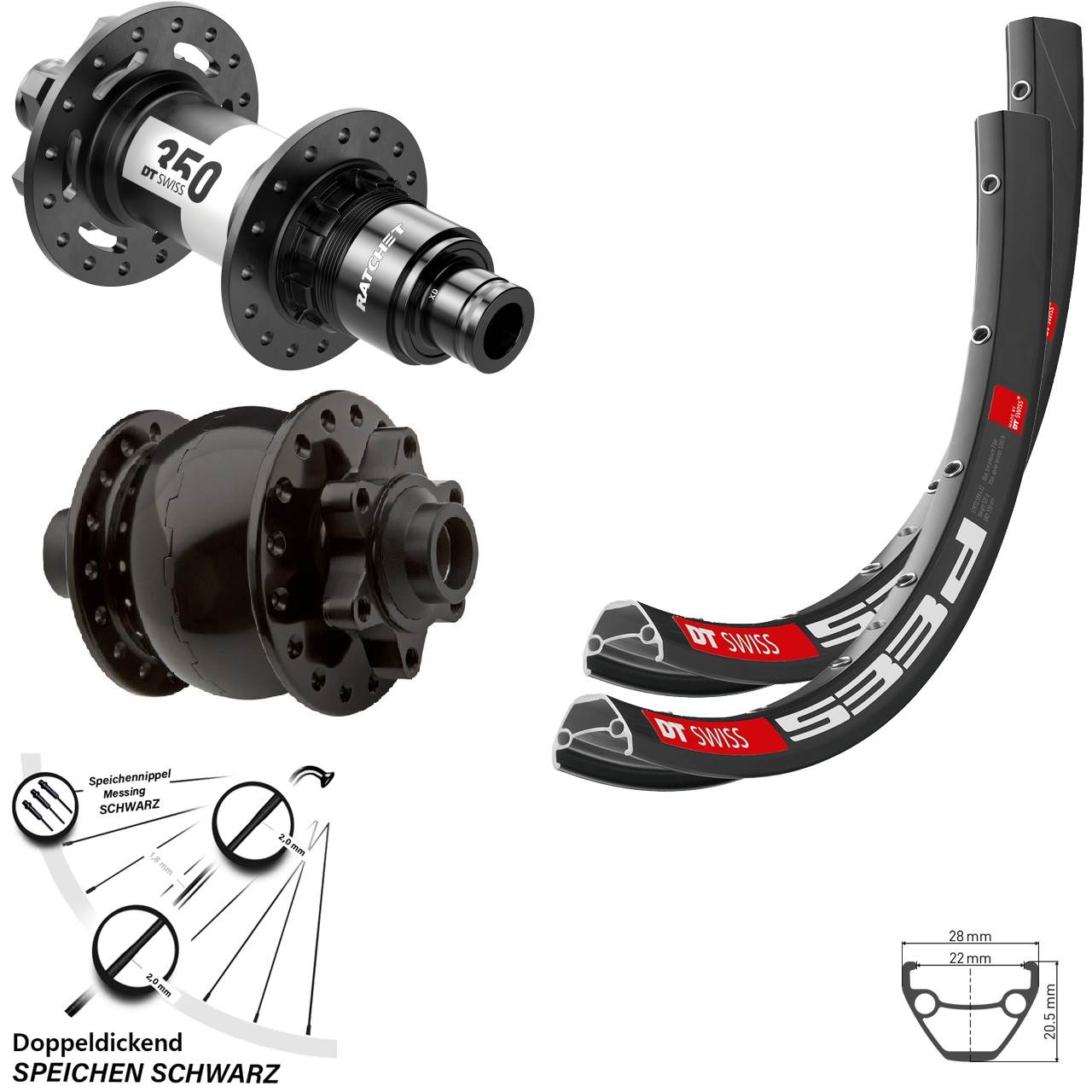 Disc Laufradsatz 15x100 12x142 28-29 Zoll DT Swiss 533d-350 Ratchet 36 SON 28 SRAM XD
