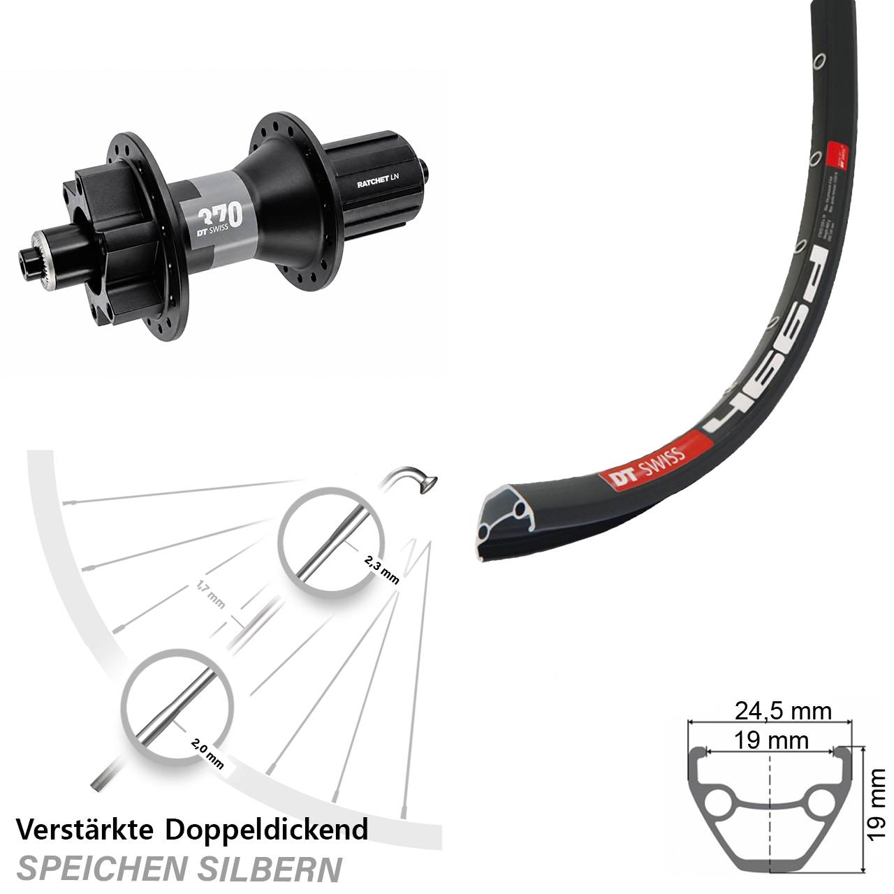Hinterrad 6-Loch 28-29 Zoll DT Swiss 466-370 8-11 fach QR