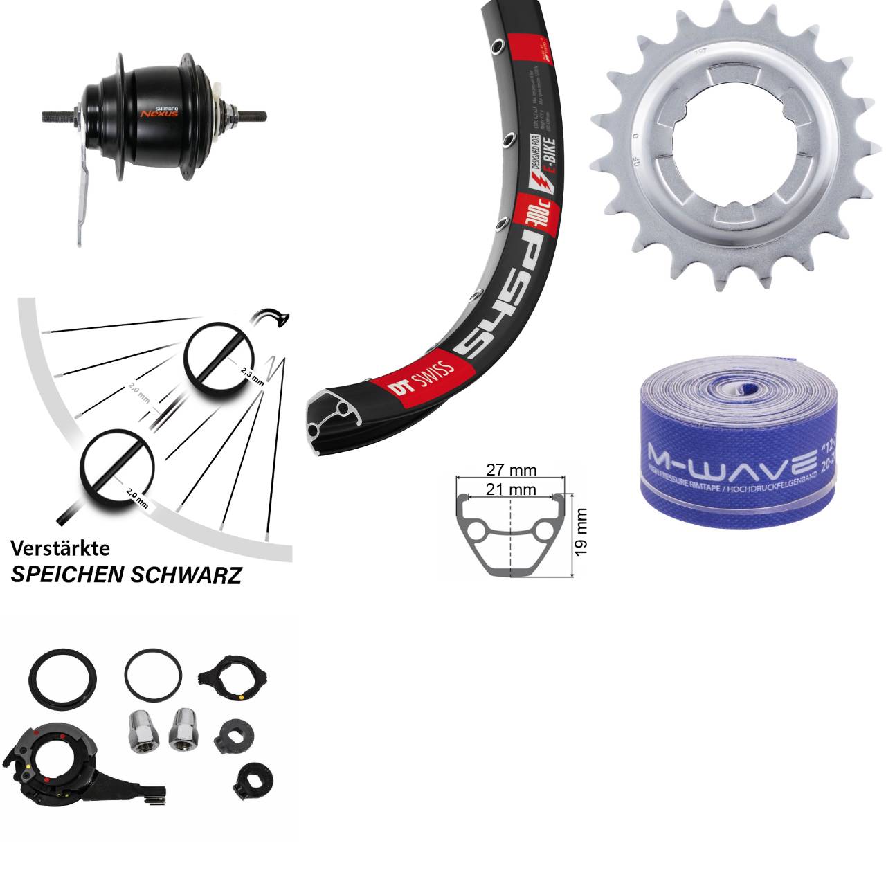 26 Zoll Hinterrad Shimano Nexus 8-Gang mit Rücktrittbremse DT Swiss 545 schwarz