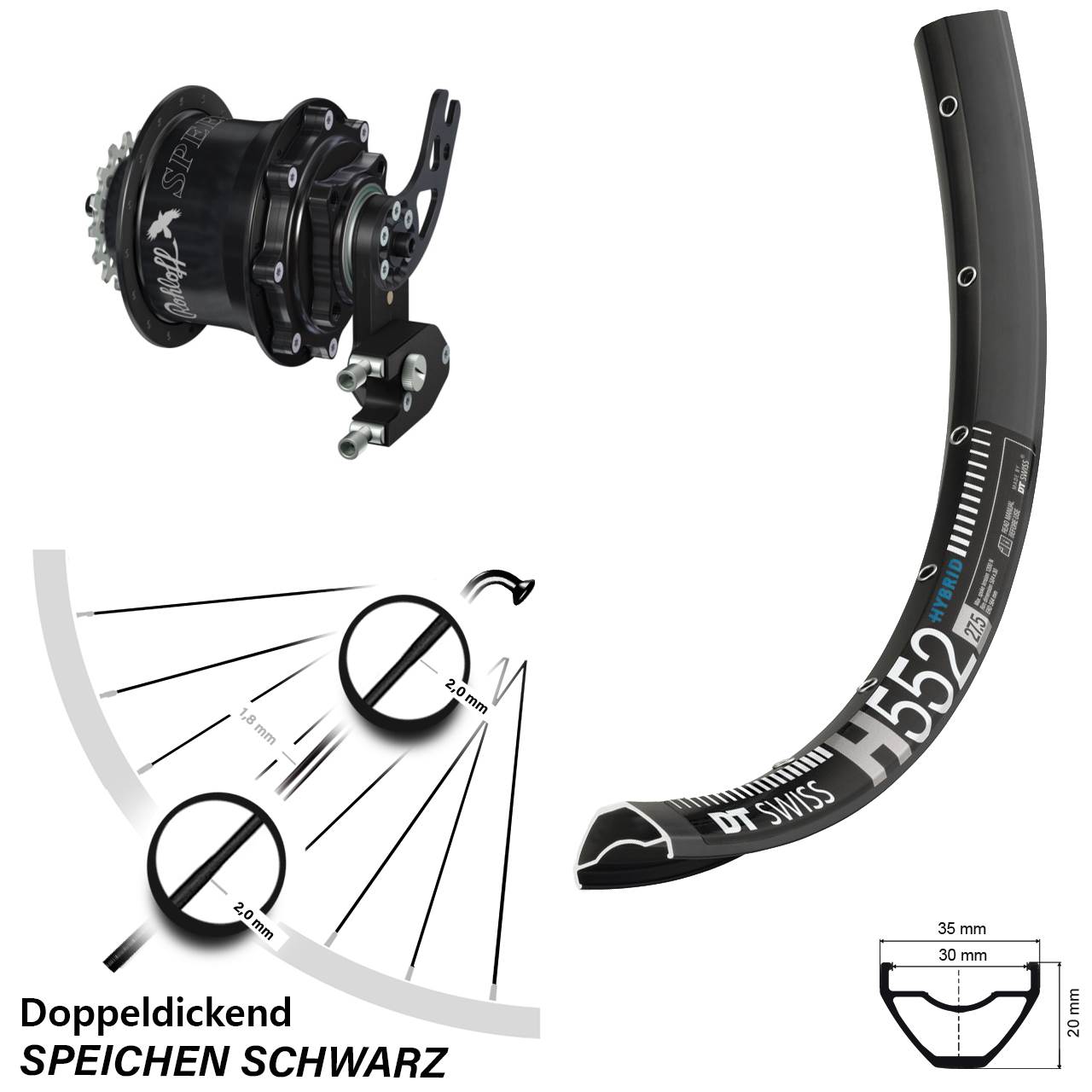 Disc Hinterrrad 27,5 Zoll DT Swiss H552 Rohloff Speedhub 500/14 CC DB PM