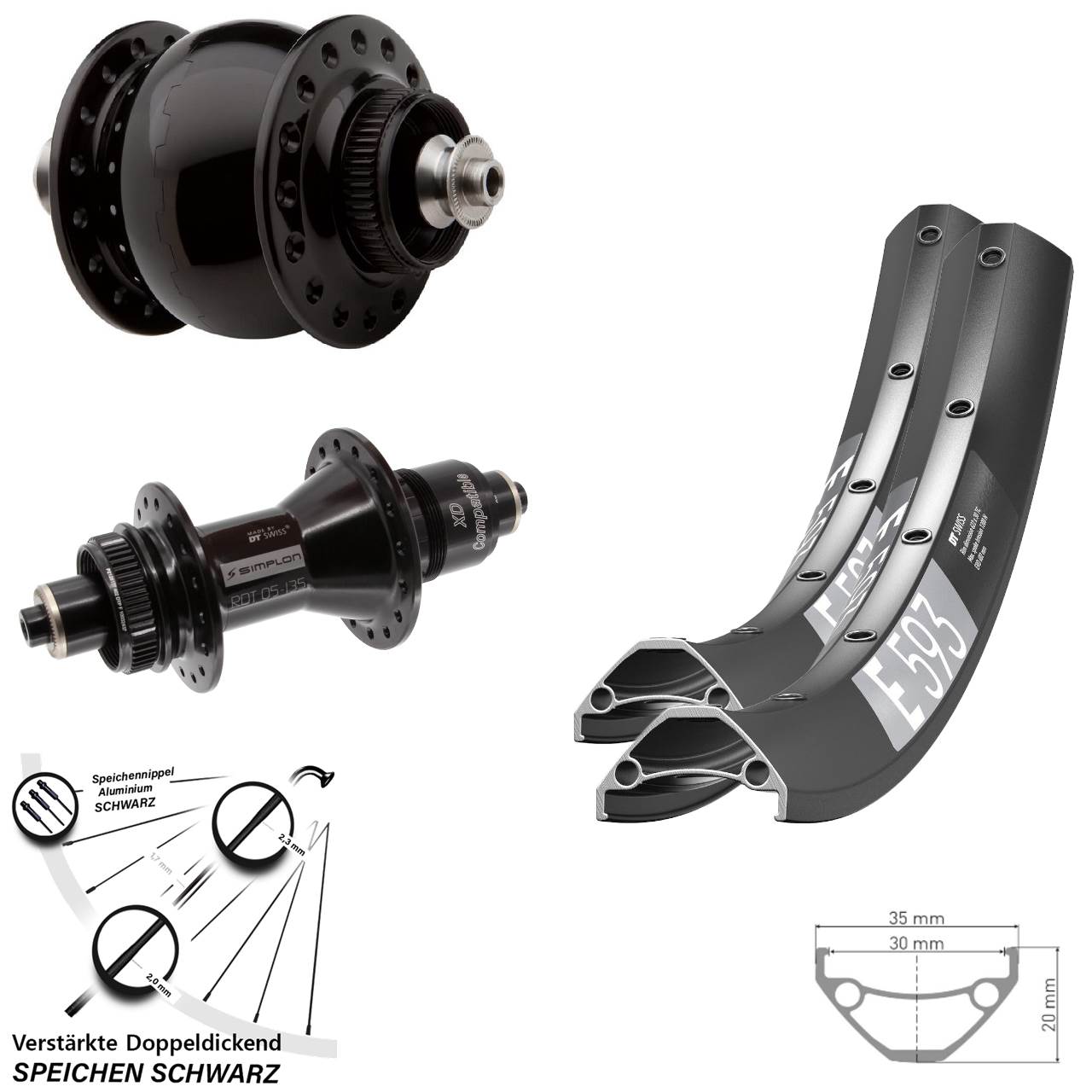 Centerlock Laufradsatz QR 650B DT Swiss E 593 370 SON 28 SRAM XD