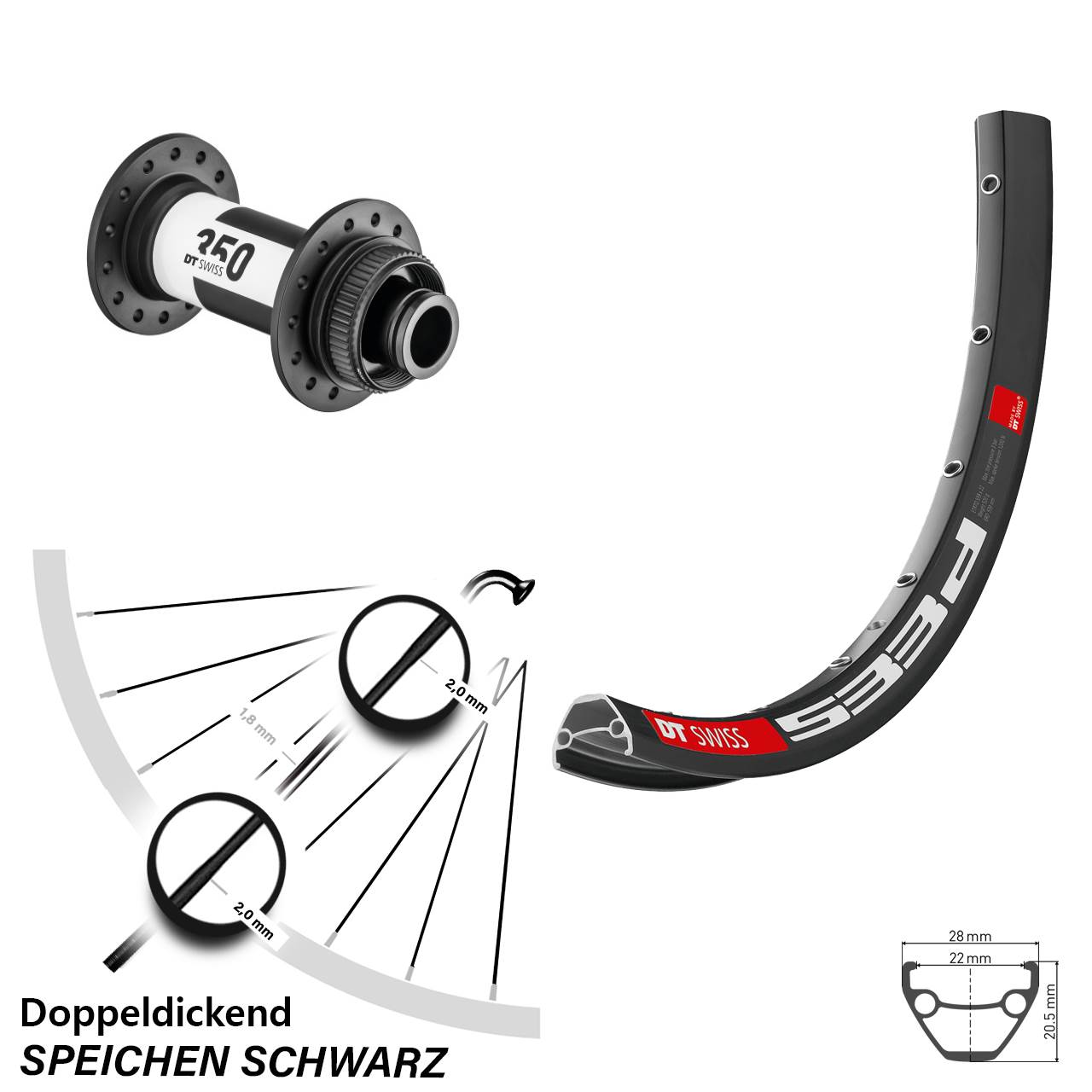 Centerlock Vorderrad 15x100 26 Zoll DT Swiss 533d-350