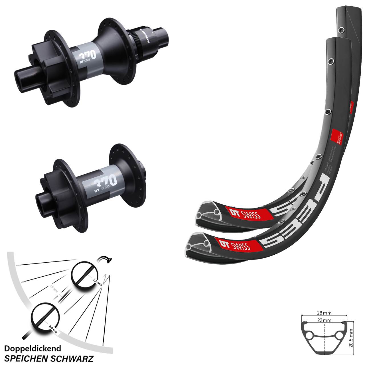 6-Loch Laufradsatz 27,5 Zoll DT Swiss 533 D 370 XD 11-12 fach 15x100 12x142