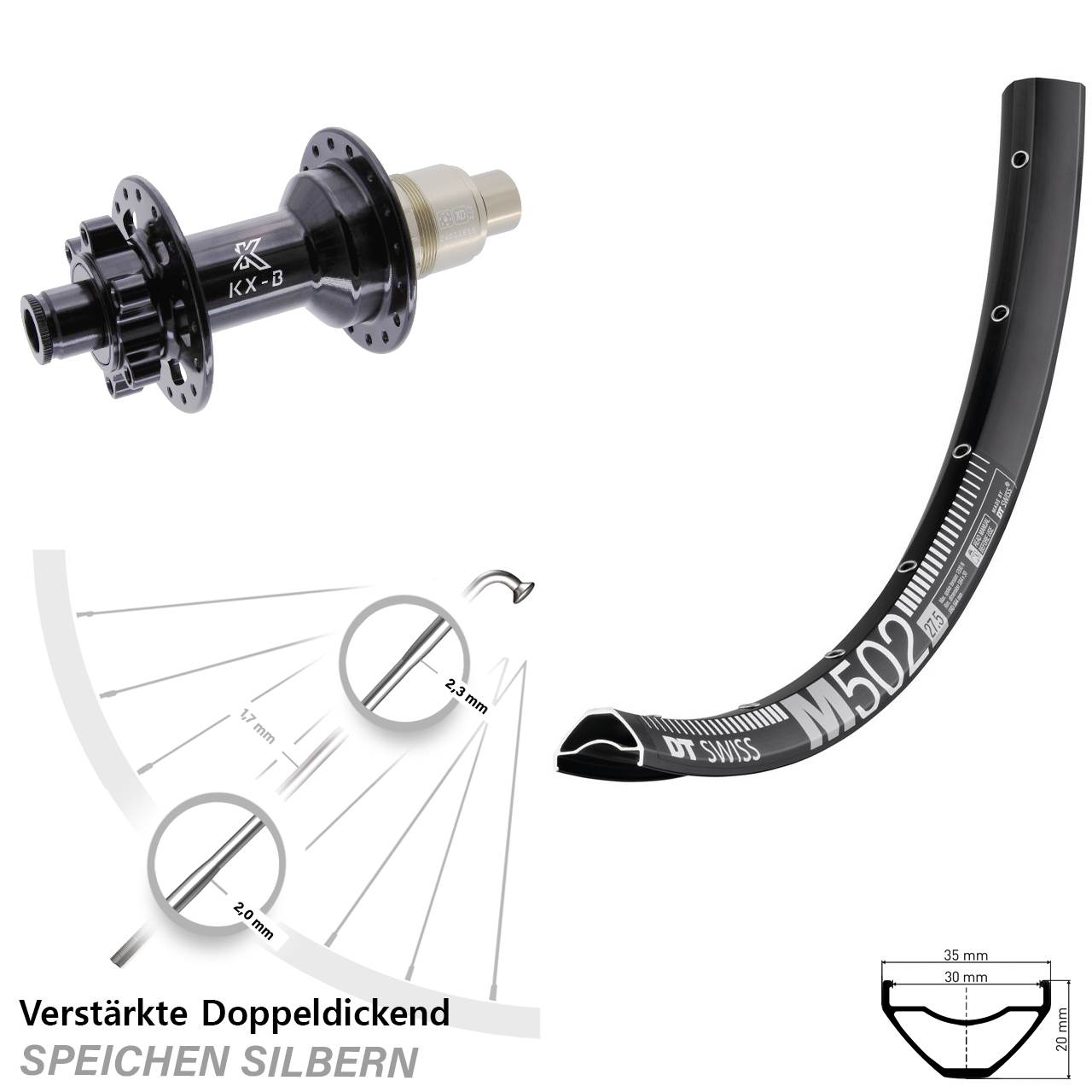 Boost Disc Laufrad 12x148 29 Zoll DT Swiss M 502 KX-B XD 11-12 fach