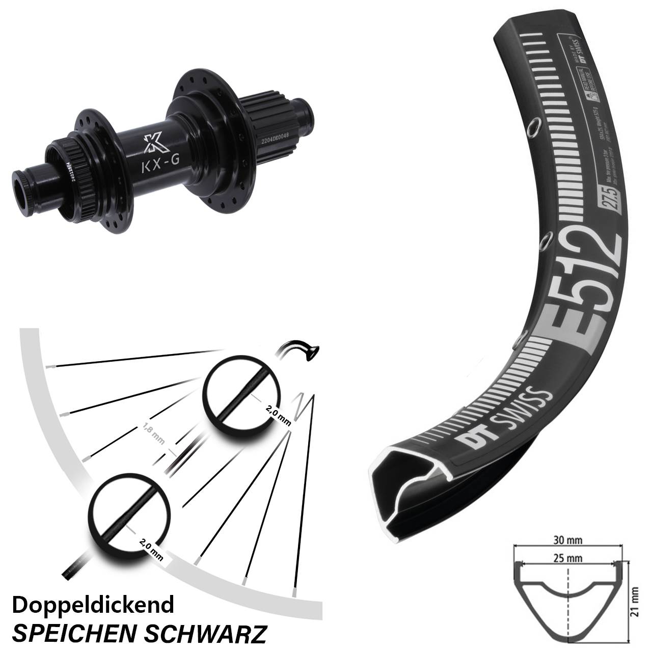 27,5 Zoll Hinterrad DT Swiss E 512 KX-GS Micro Spline 12x142
