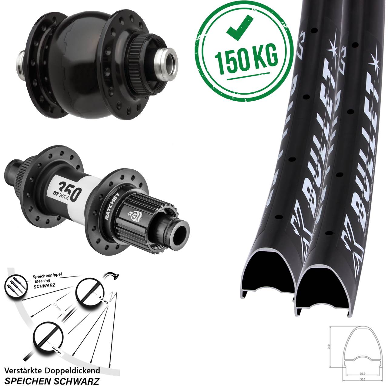 KX Bullet DT Swiss 350 SONdelux 29 Zoll Laufradsatz Centerlock 12x100/142 Micro Spline