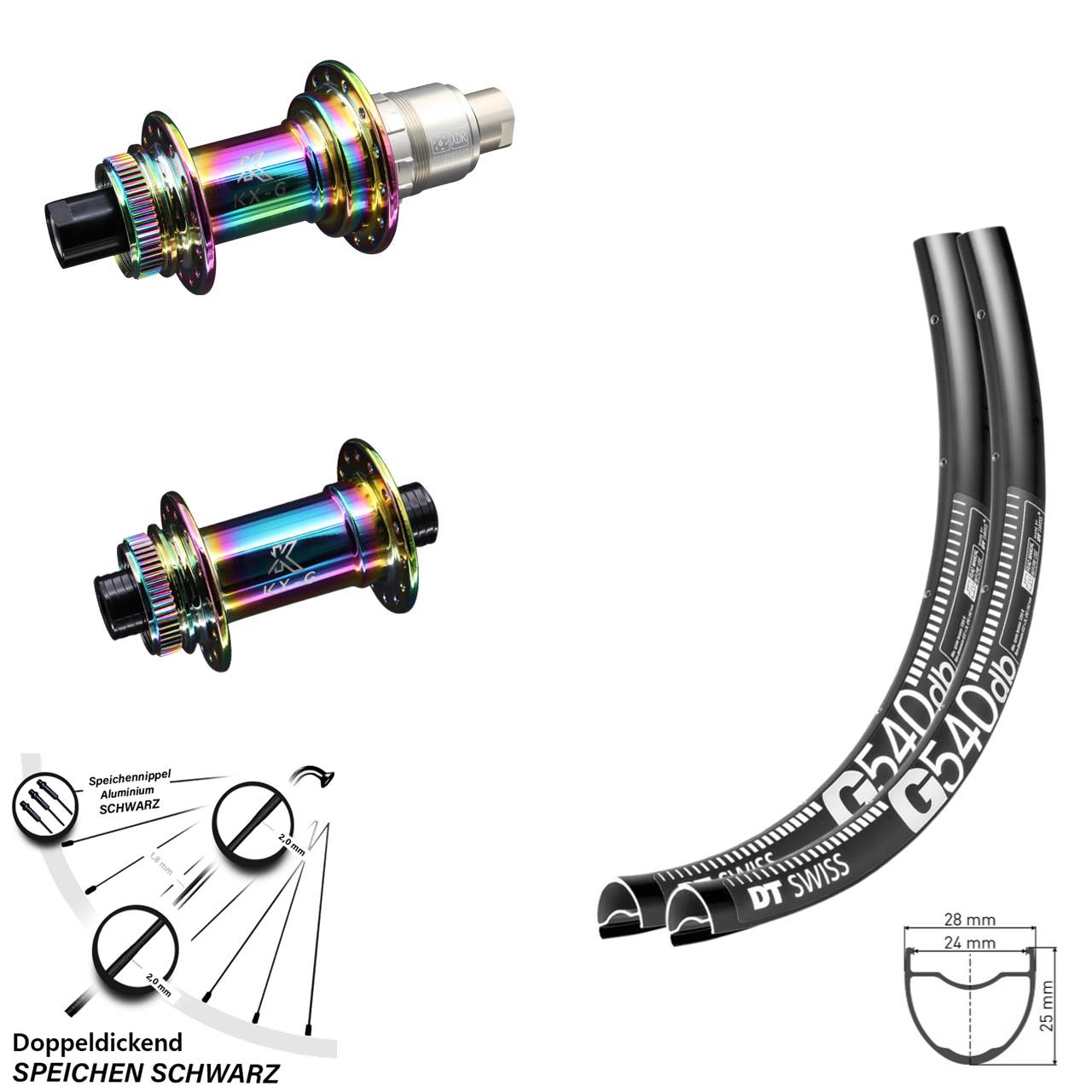 DT Swiss G 540 Centerlock KX-Gravel Oilslick Sram XDR 12-fach Steckachse