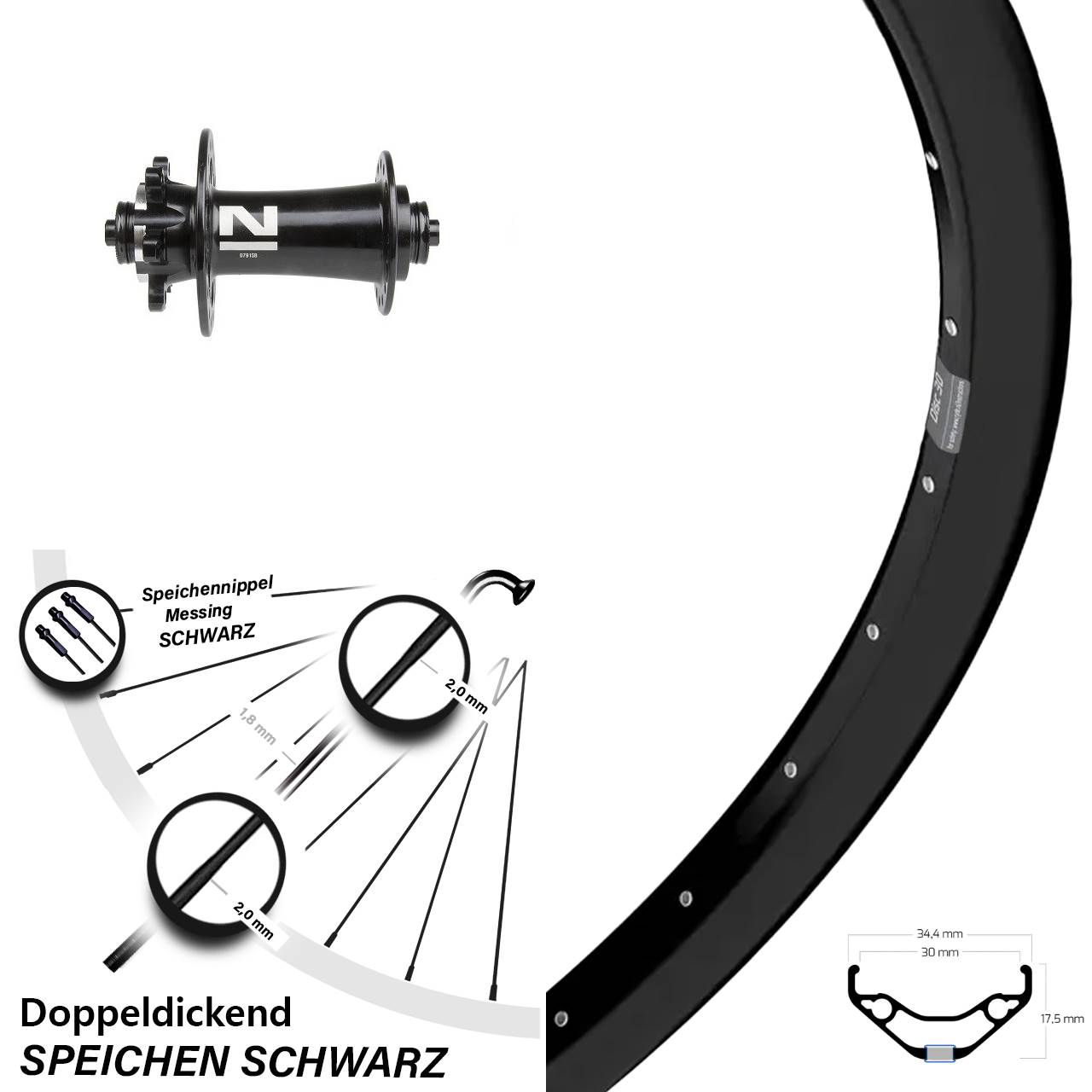 Disc Vorderrad 29 Zoll Ryde Disc 30 Novatec D791 für Schnellspanner