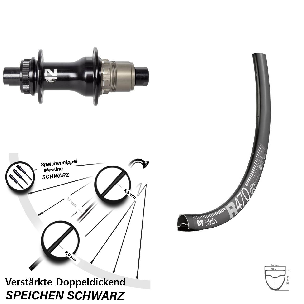 Centerlock Hinterrad 12x142 28 Zoll DT Swiss R 470 Novatec D792SB XDR