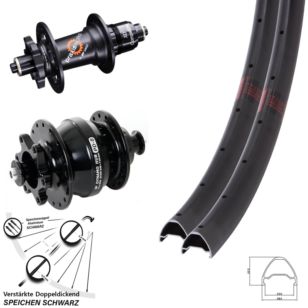 Laufradsatz 6-Loch 28-29 Zoll KX Clue DT Swiss 350 Shutter PD-8 XD für Schnellspanner
