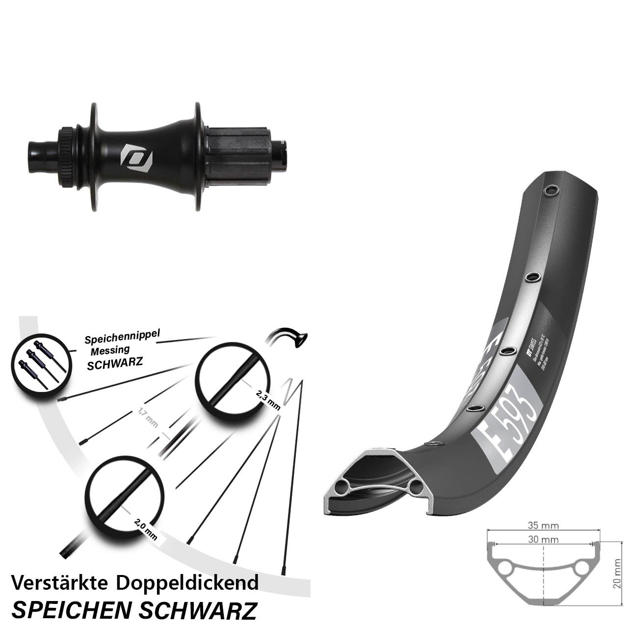 650B DT Swiss E593 Formula CL148 Disc Laufrad 12x148 8-11 fach HG
