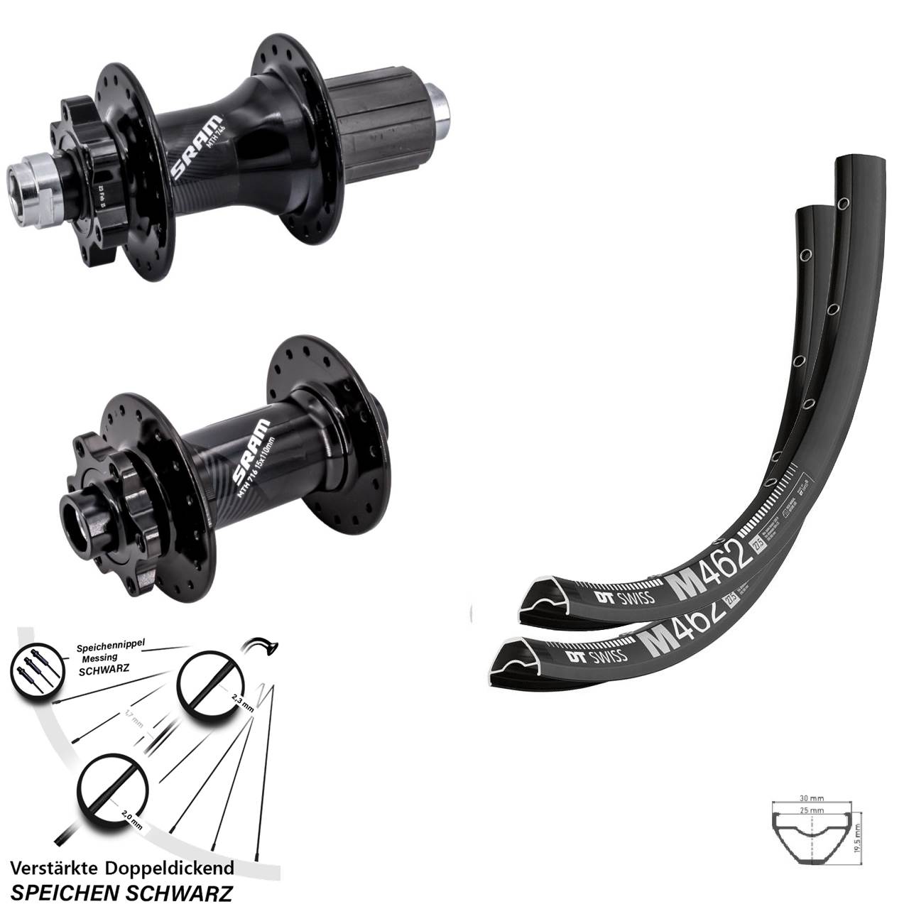 Disc Laufradsatz 27,5 Zoll DT Swiss M462 Sram 716 746 8-11 fach 15x110 12x148