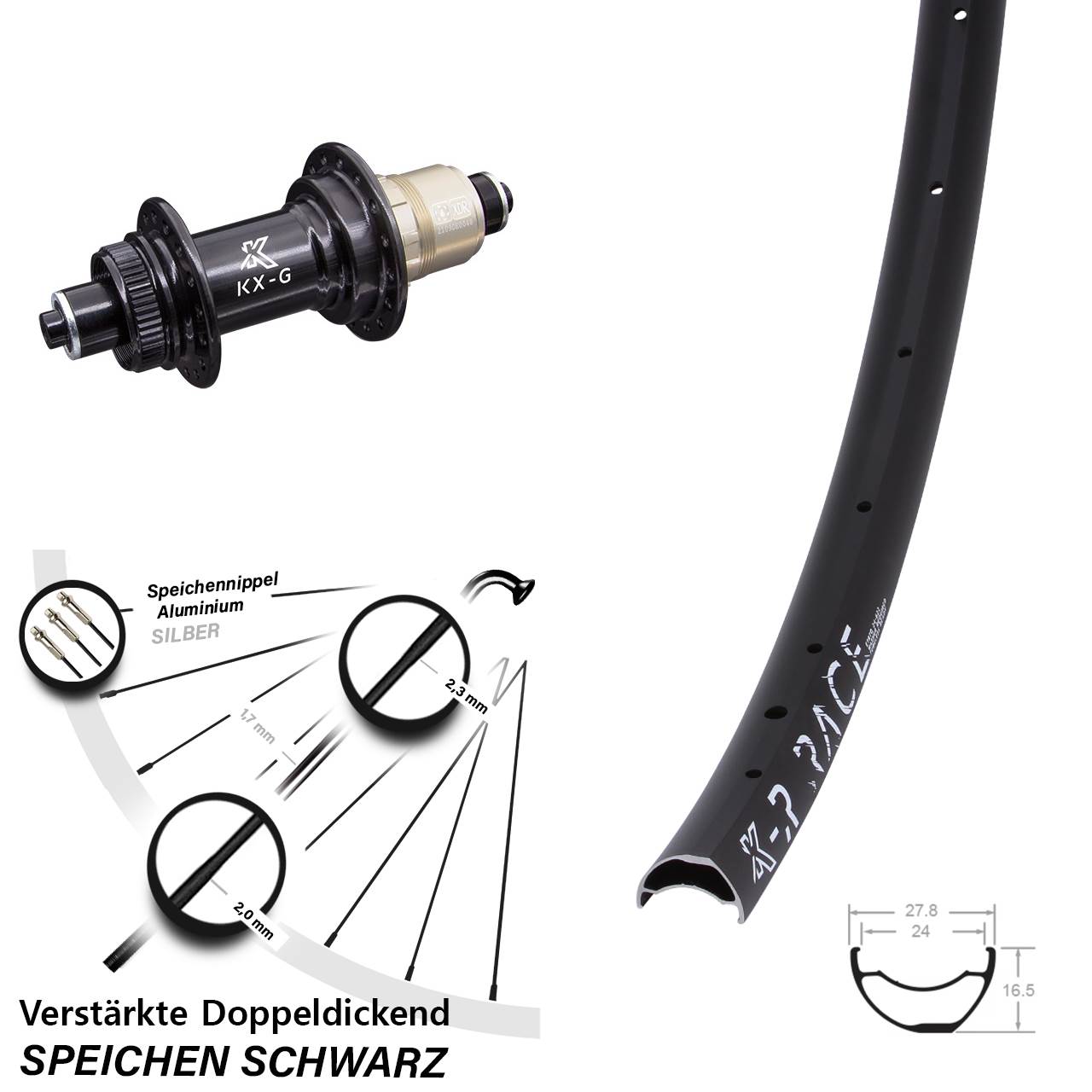 KX-R Race MTB Centerlock Hinterrad für Schnellspanner XDR