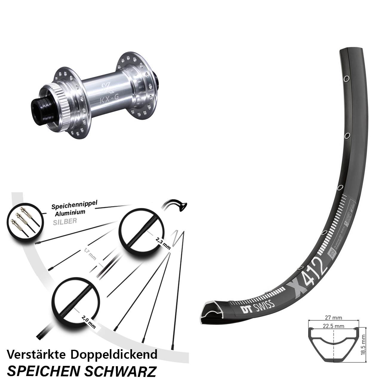 DT Swiss X412 KX-G Centerlock 29 Zoll Vorderrad 15x100
