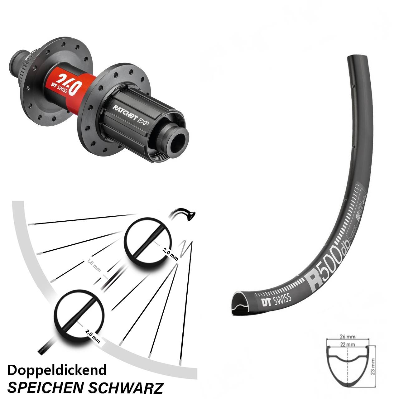 DT Swiss 240 EXP Road Centerlock R 500 Hinteres Rad 28-29 Zoll Shimano 11-fach Steckachse