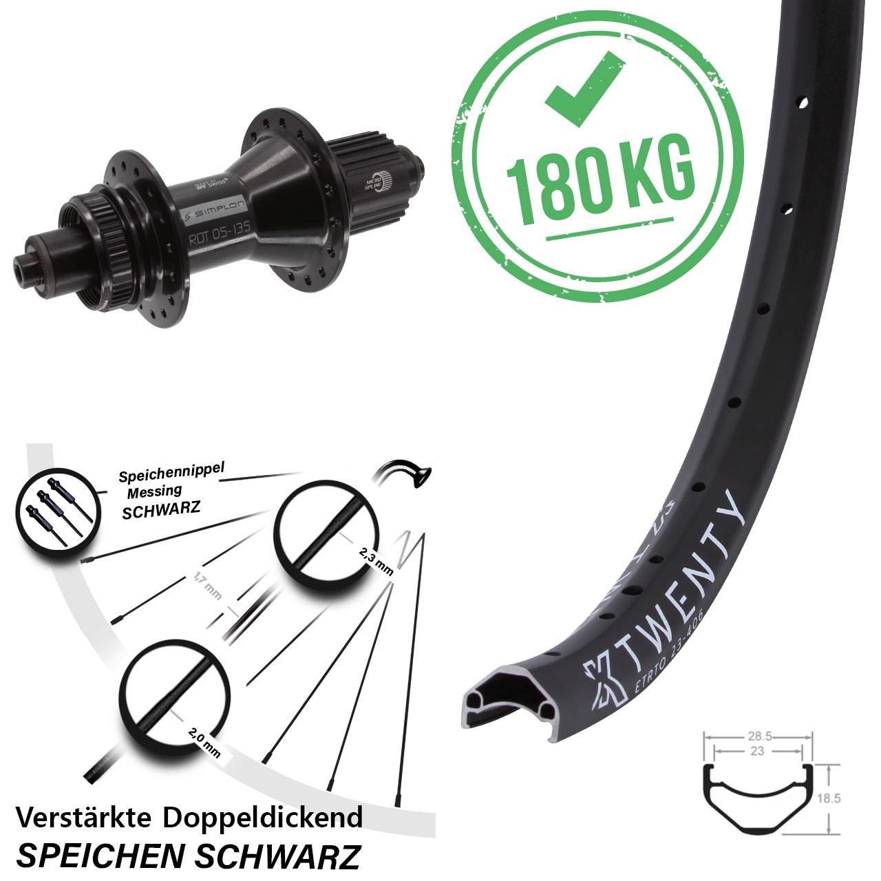 KX Twenty DT Swiss 370 Hybrid 20 Zoll Disc Laufrad für Schnellspanner Micro Spline