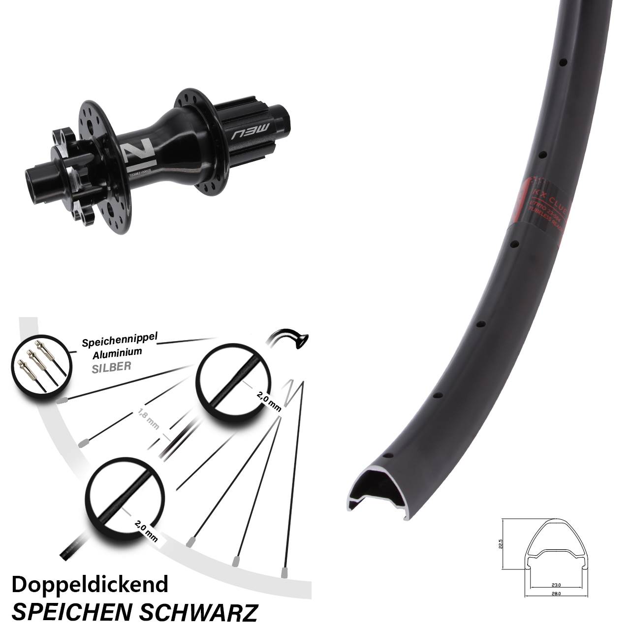 Hinterrad 27,5 Zoll Clue Novatec N3W 12x142