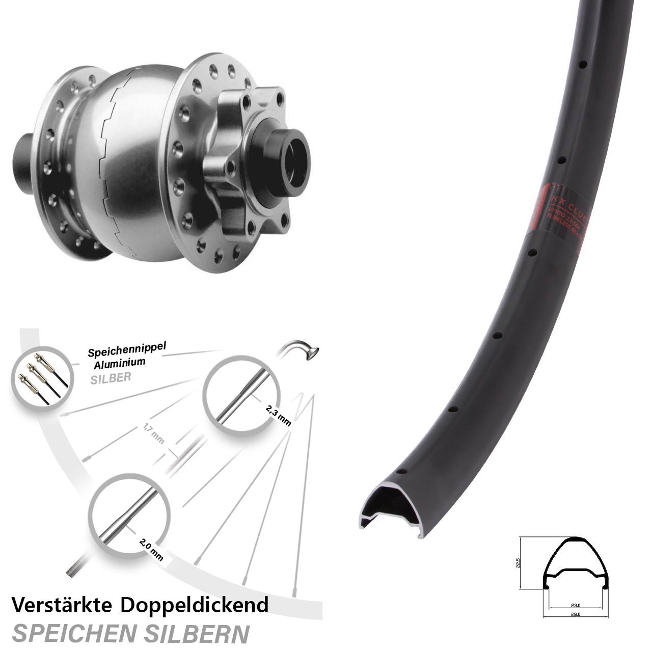 Disc Vorderrad mit Nabendynamo SON 28 Zoll KX Clue 15x100