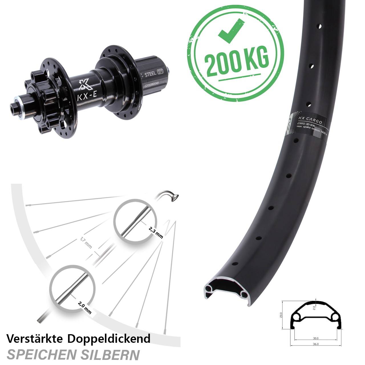 KX-E Cargo Heavy Duty 29 Zoll Hinterrad 5x141 Boost 6-Loch 8-12 fach HG