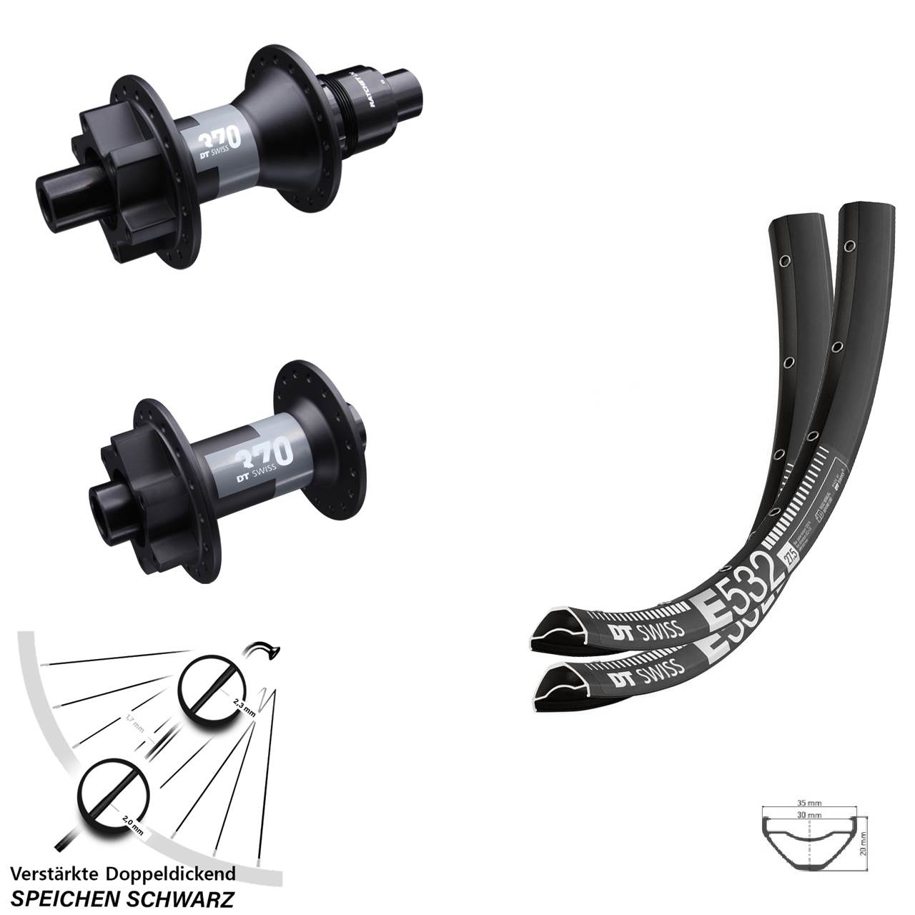 Laufradsatz 6-Loch 15x100 12x142 29 Zoll DT Swiss E 532-370 SRAM XD