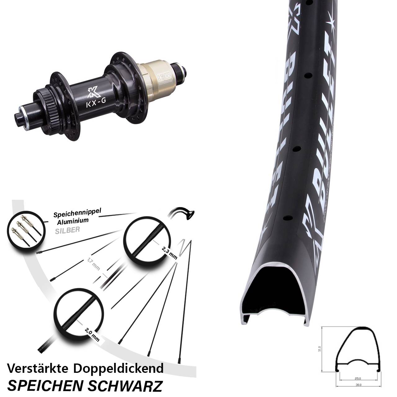 Disc Laufrad 28-29 Zoll KX-G Bullet OS XDR 11-12 fach für Schnellspanner