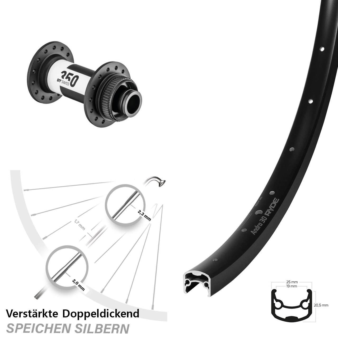 Disc Laufrad 28 Zoll Ryde Andra 30 DT Swiss 350 15x100