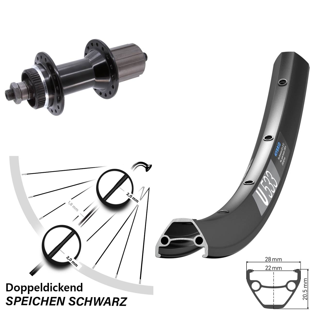 Disc Laufrad 27,5 Zoll DT Swiss U 533 Joytech 8-11 fach HG QR