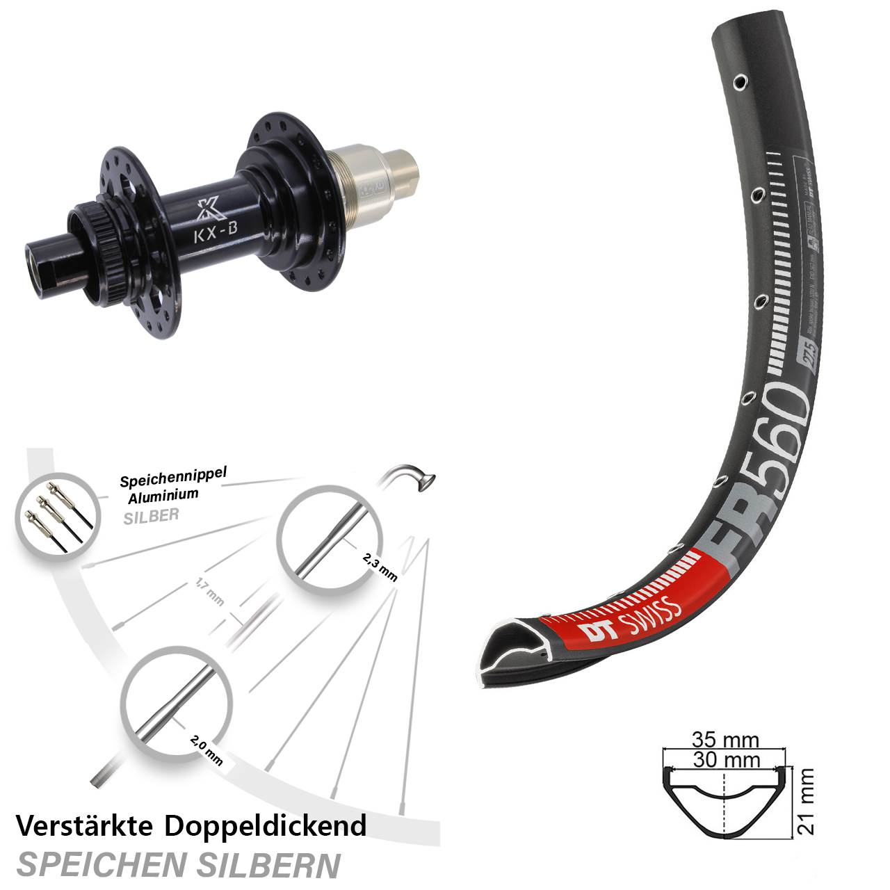 Hinterrad Centerlock 26 Zoll DT Swiss FR 560 KX-B SRAM XD 12x148 Boost