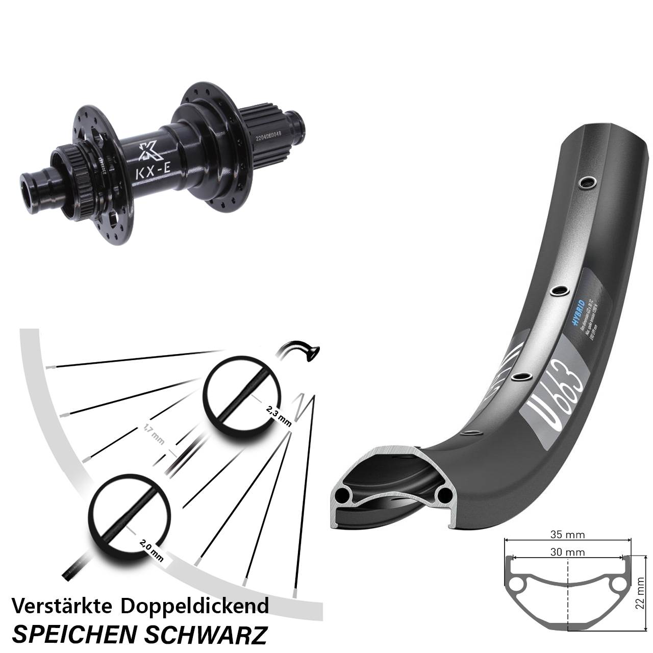 20 Zoll DT Swiss U 663 KX-E Heavy Duty Hinterrad 12x148 Boost Shimano Micro Spline