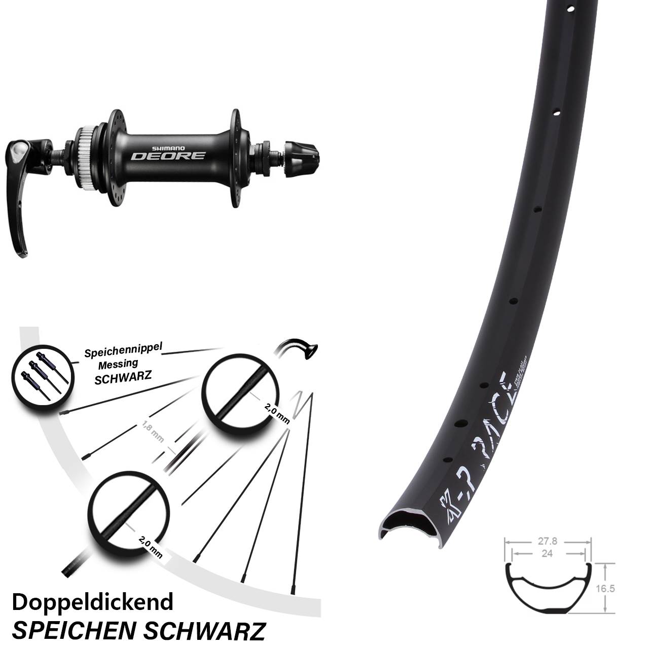 Centerlock Vorderrad für Schnellspanner 28 Zoll KX-R Race Shimano HB-M6000