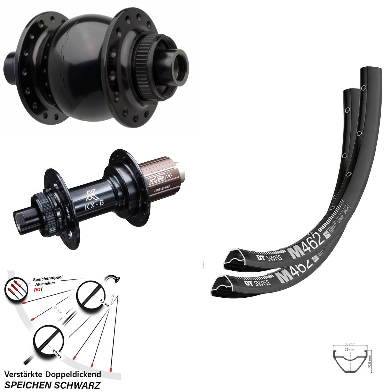 DT Swiss M462 KX-B SON 28 29 Zoll Laufradsatz Centerlock 15x110 12x148 8-12 fach HG