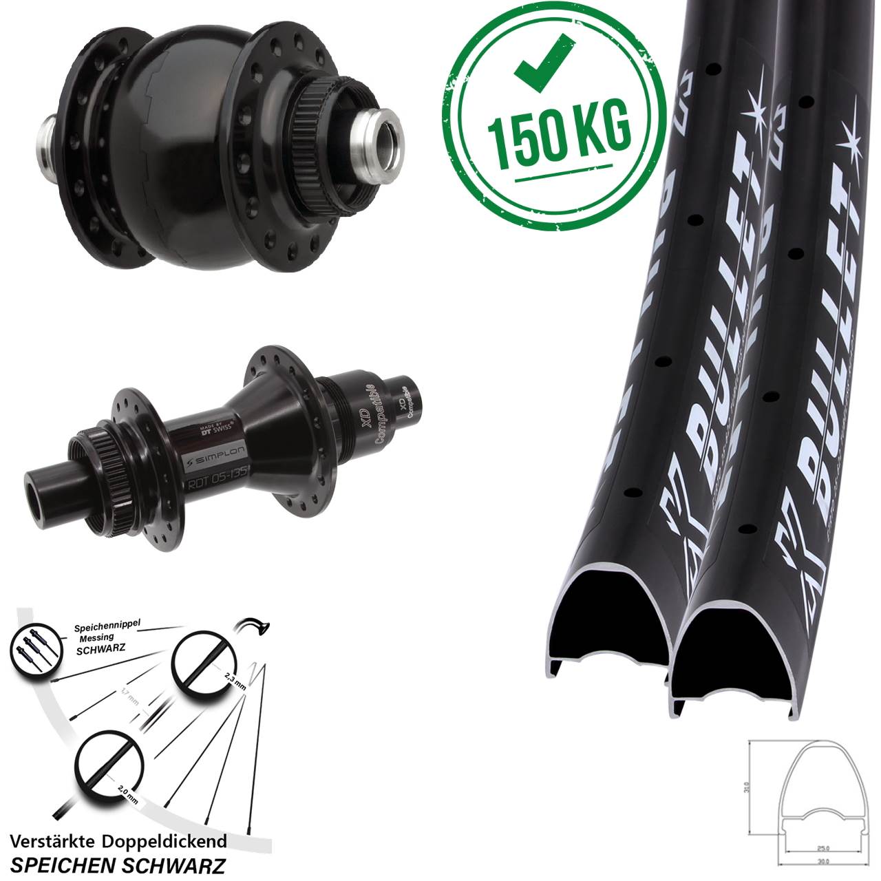 KX Bullet OS DT Swiss 370 SONdelux 28-29 Zoll Laufradsatz Centerlock 12x100/142 XD