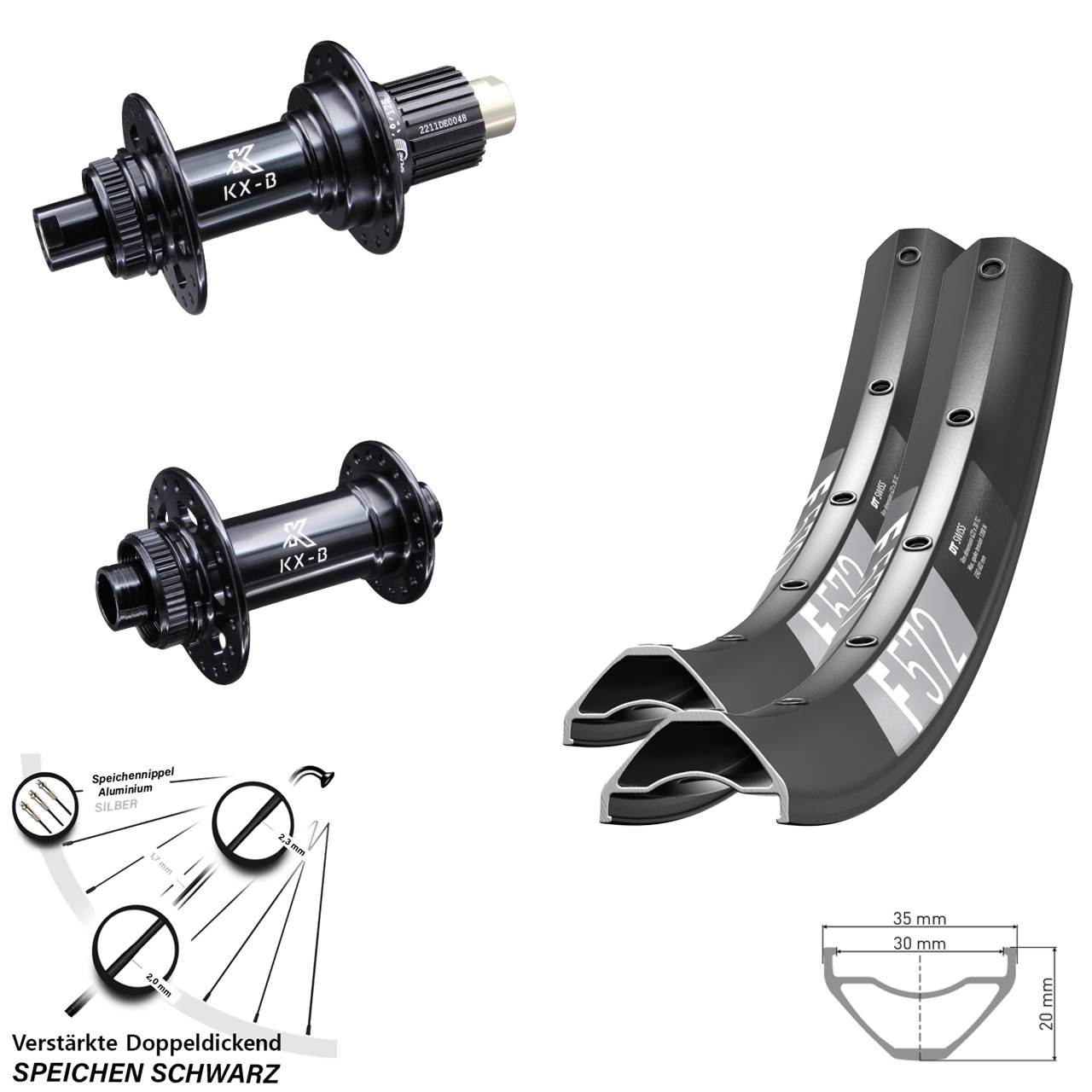 Disc Laufrad-Satz 27,5 Zoll DT Swiss F 572 KX-B Shimano Micro Spline 15x110 12x148