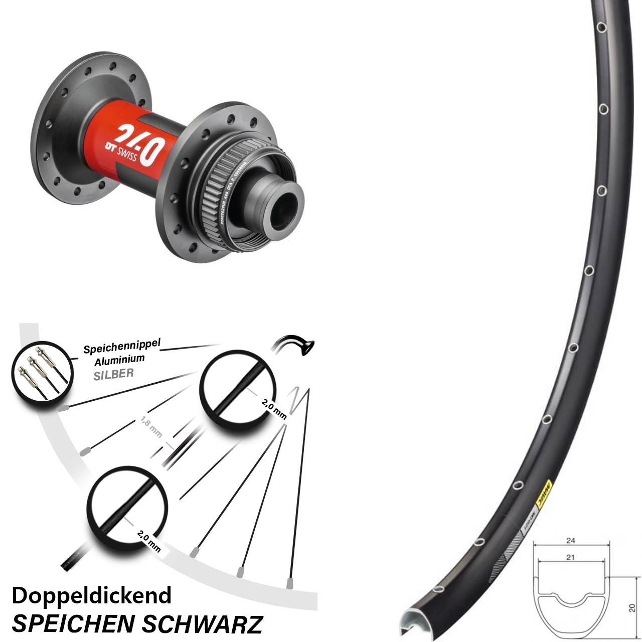 28 Zoll Mavic XC621 DT Swiss 240 Disc Laufrad 12x100