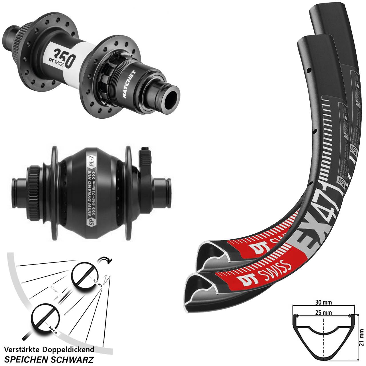 29 Zoll DT Swiss EX 471 350 Shutter PL-7 Laufradsatz Centerlock 12x100/142 SRAM XD