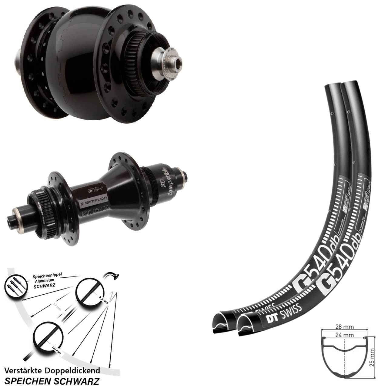 29 Zoll DT Swiss G 540 370 SON delux Laufradsatz Centerlock QR XD