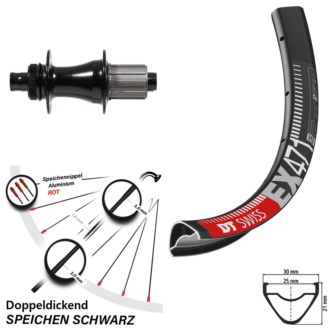 27,5 Zoll Hinteres Rad DT Swiss EX 471 mit Formula CL-142S Nabe 8-11 fach