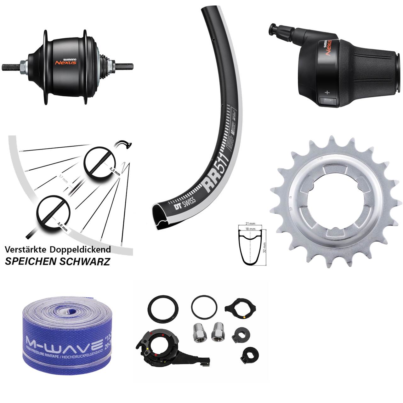 Hinterrad 28 Zoll Shimano Nexus 8 Gang DT Swiss RR-511 Freilauf