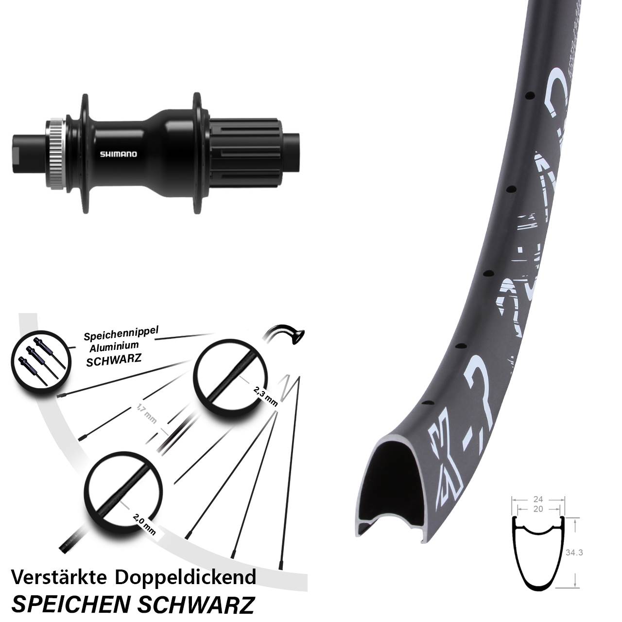 Centerlock Hinterrad 28 Zoll KX-R Road Shimano FH-TC500 11-12 fach 12x142