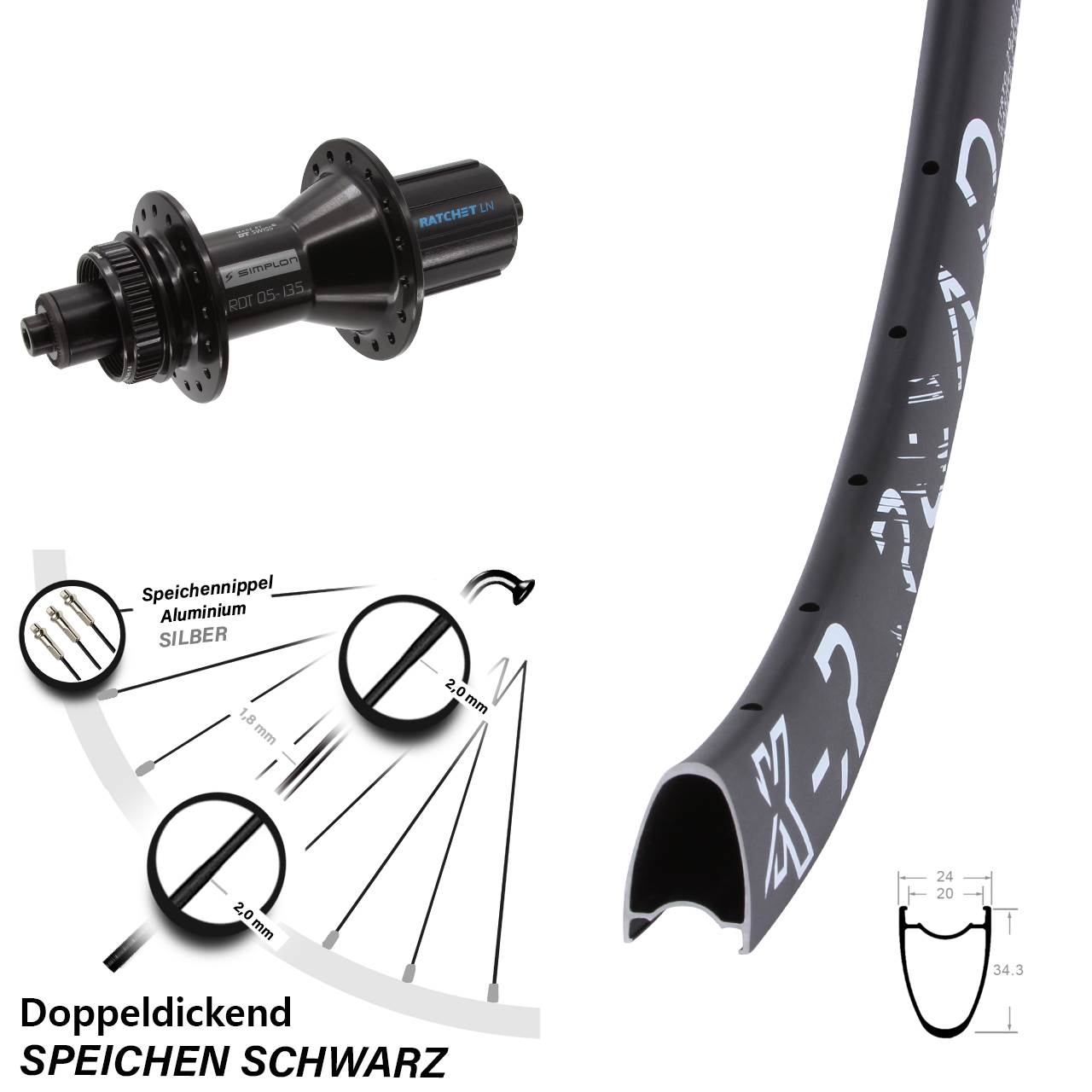 Centerlock Hinterrad 28 Zoll KX-R Road DT Swiss 370 Hybrid 8-11 fach HG QR