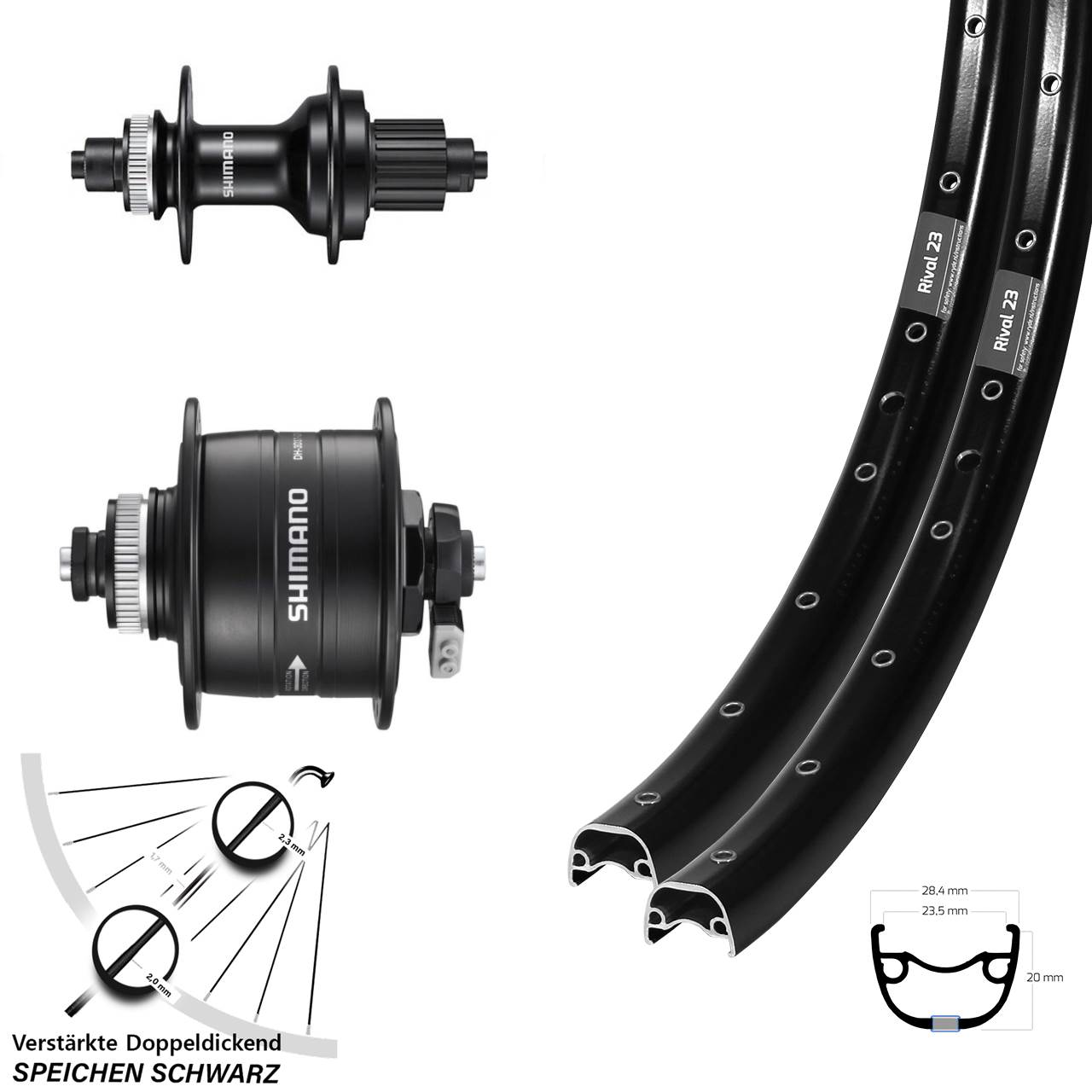 Disc Laufrad-Satz QR 27,5 Zoll Ryde Rival 23 Shimano DH-3D37 MT500 Micro Spline