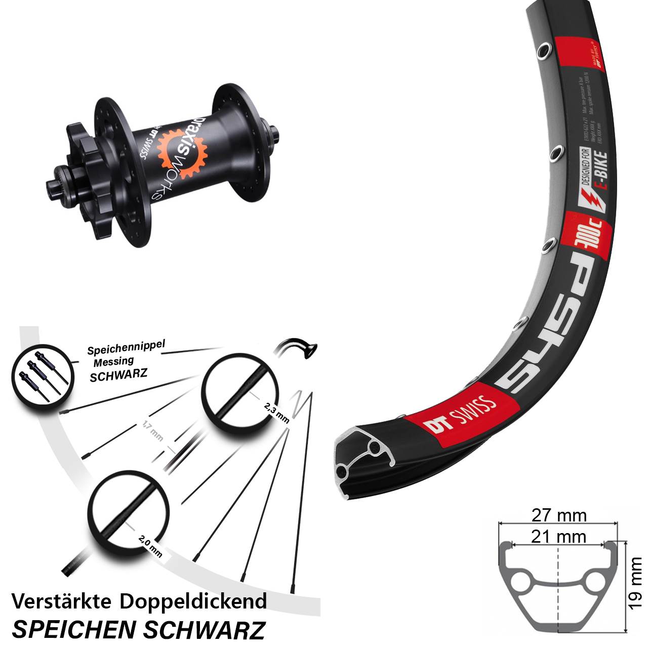 DT Swiss 545-350 29 Zoll 6-Loch Vorderrad QR