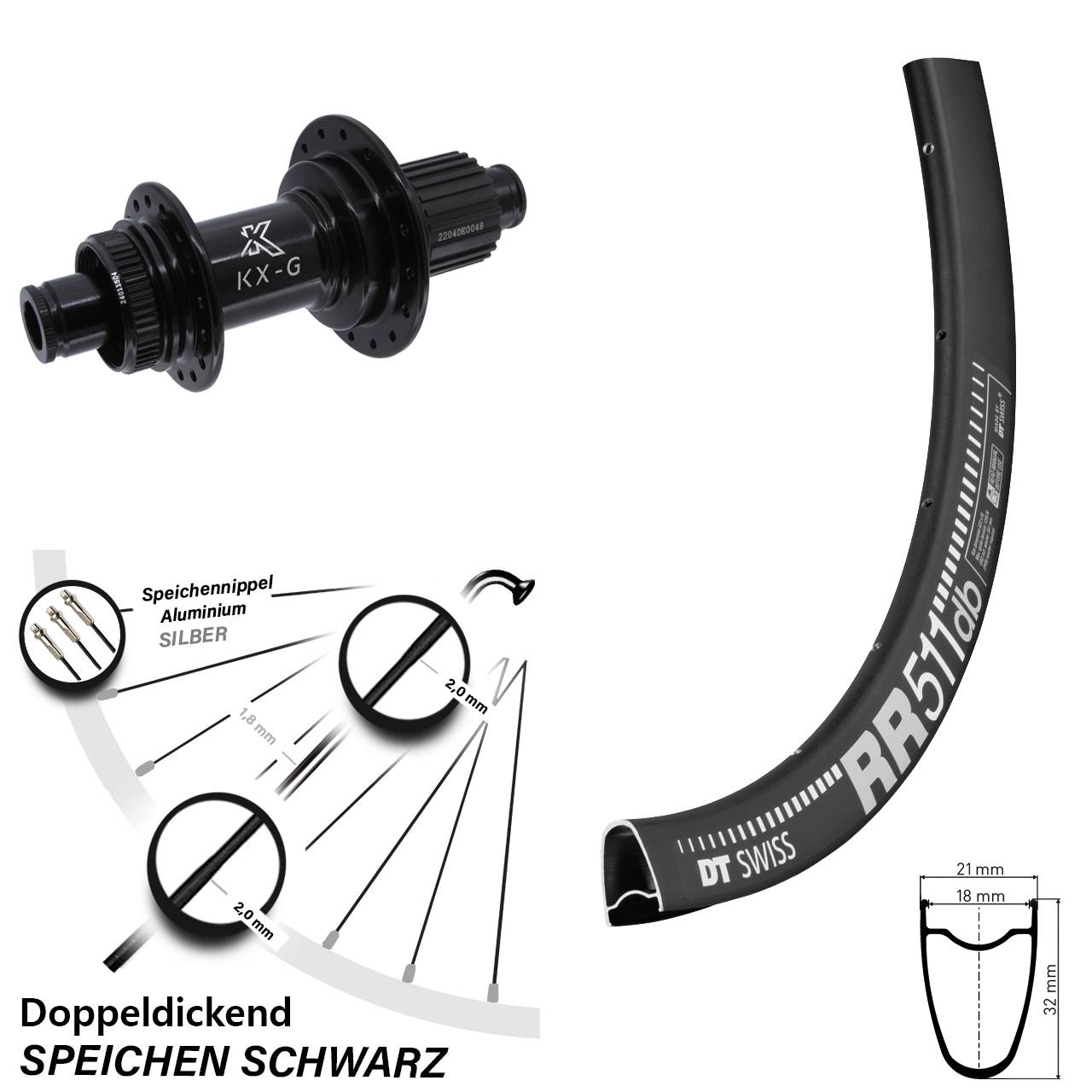 28 Zoll Hinterrad DT Swiss RR 511 KX-GS Micro Spline 12x142