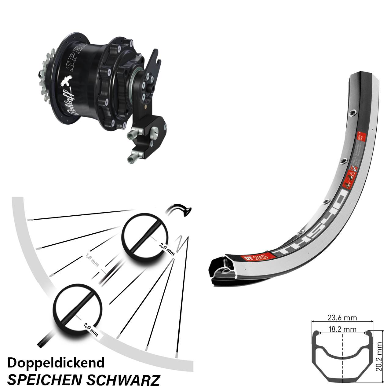 28 Zoll Hinteres Rad DT Swiss TK 540 Rohloff Speedhub CC OEM2