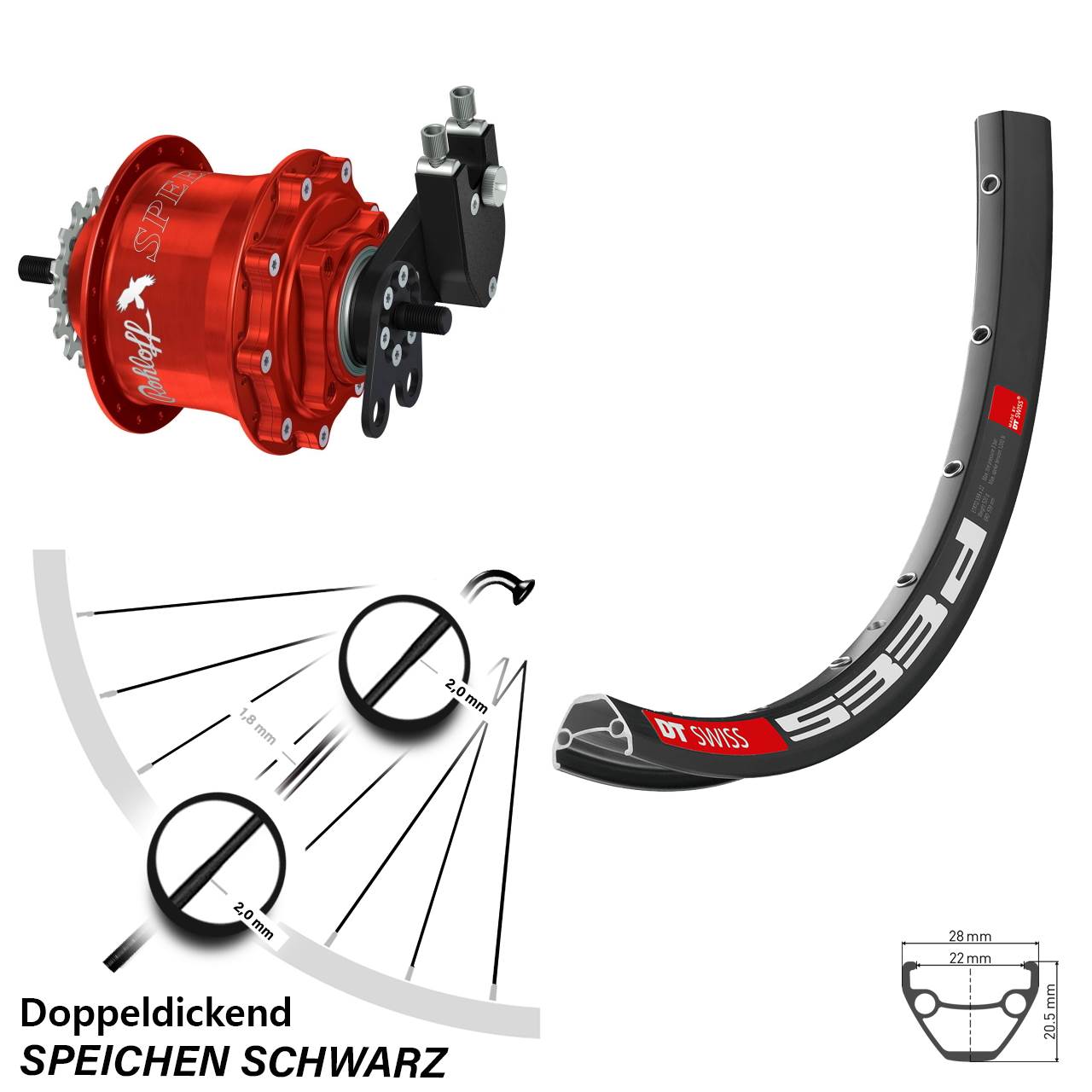 26 Zoll DT Swiss 533d Rohloff Speedhub TS DB rot