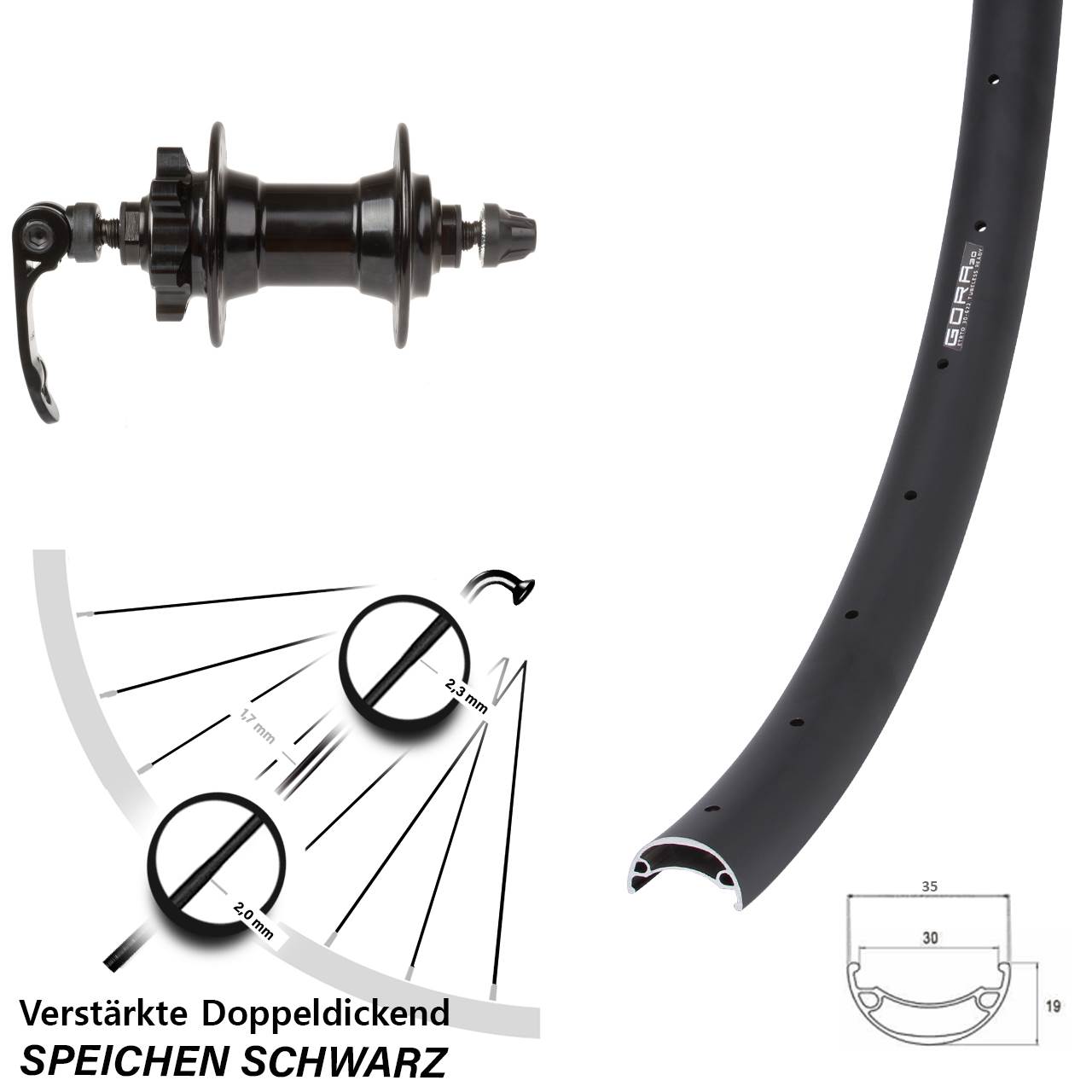 Vorderrad 6-Loch QR 20 Zoll Gora 30 Novatec